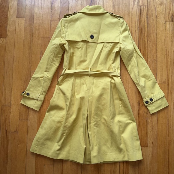 Hobbs London Double Breasted Trench Coat 2 Yellow Chartreuse Belted Spring - Picture 2 of 15